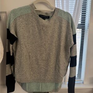 French Connection Gray and Mint Striped Sweater
